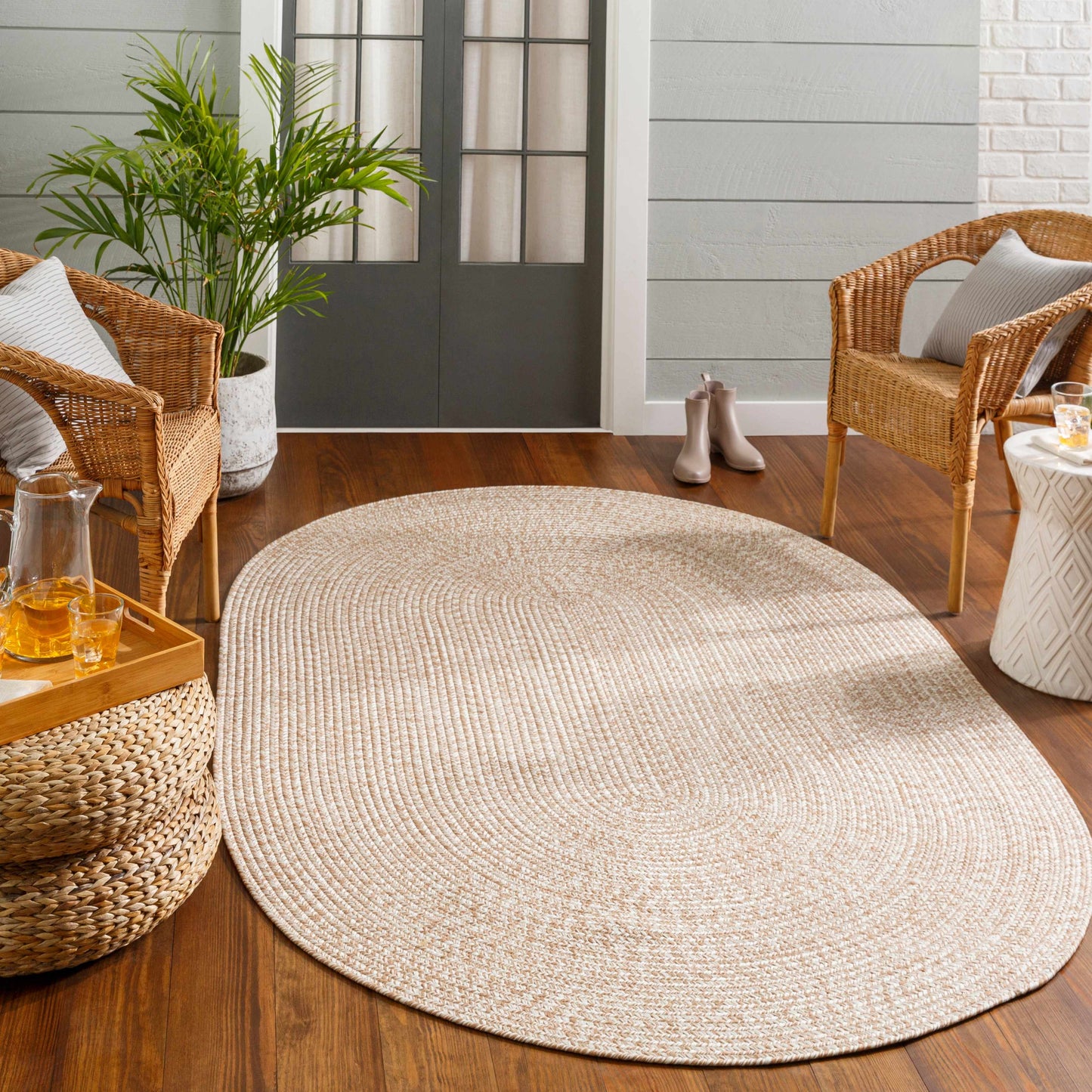 Cream Braided Faux Jute Rug