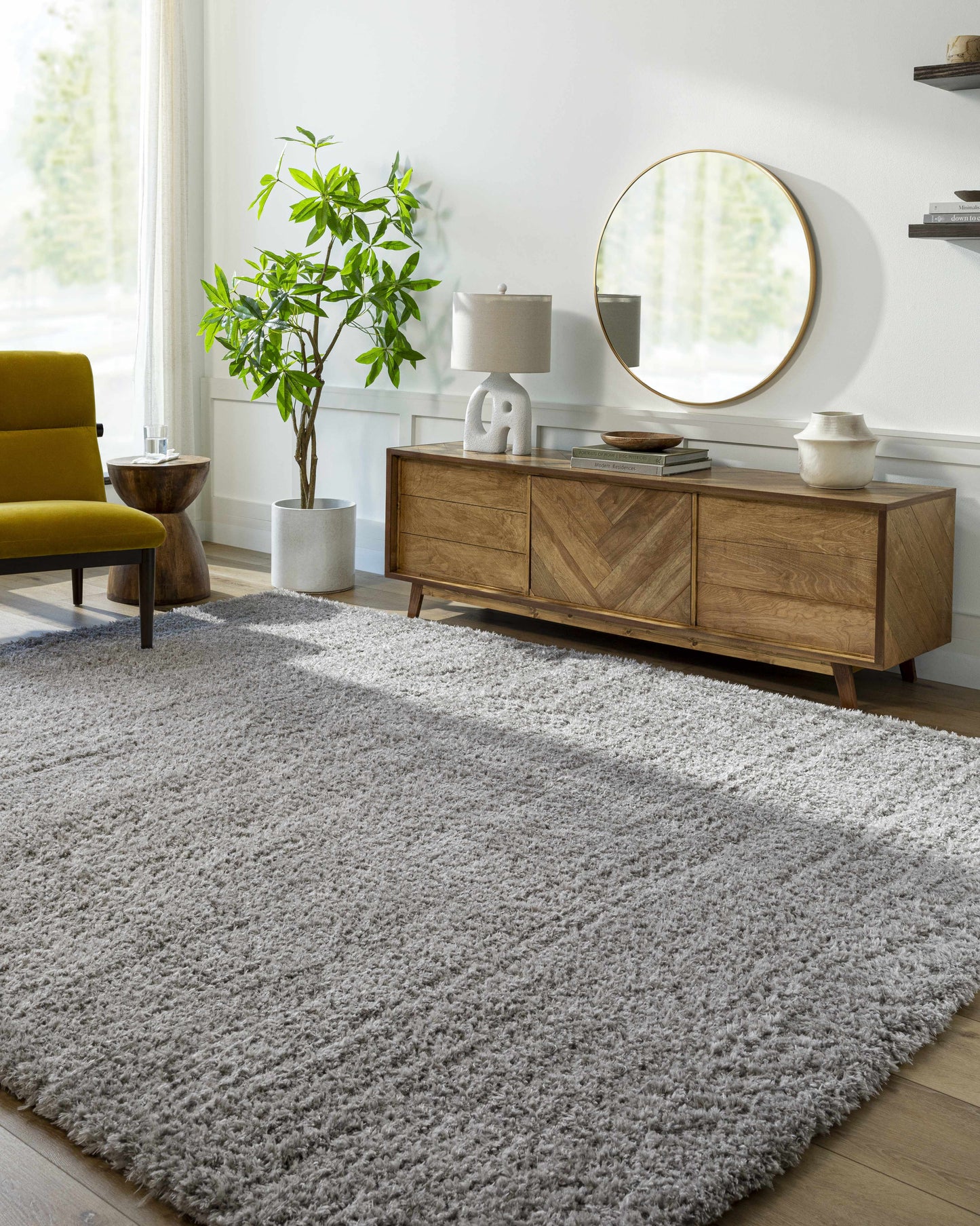 Siari Solid Medium Gray Shag Rug