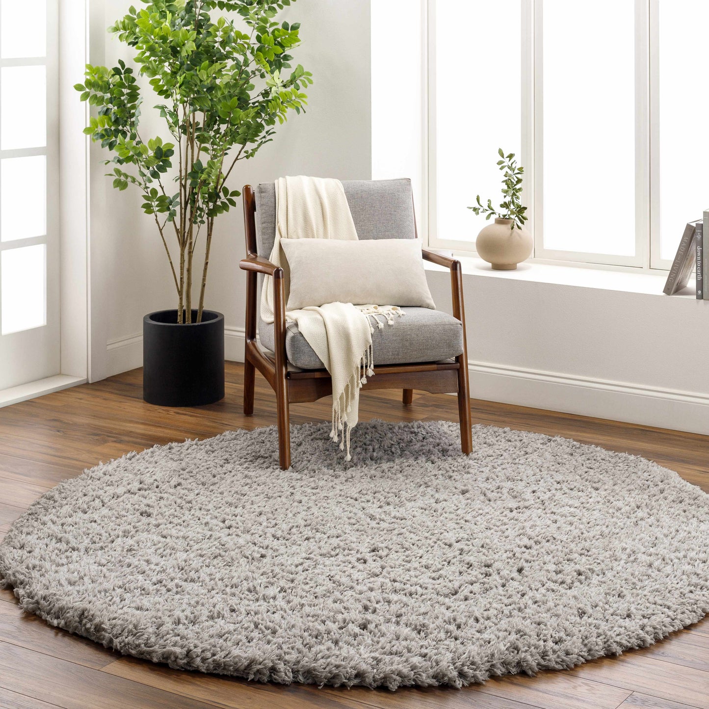 Siari Solid Medium Gray Shag Rug