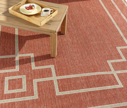 Alfombra de exterior Harborgreek en rojo ladrillo