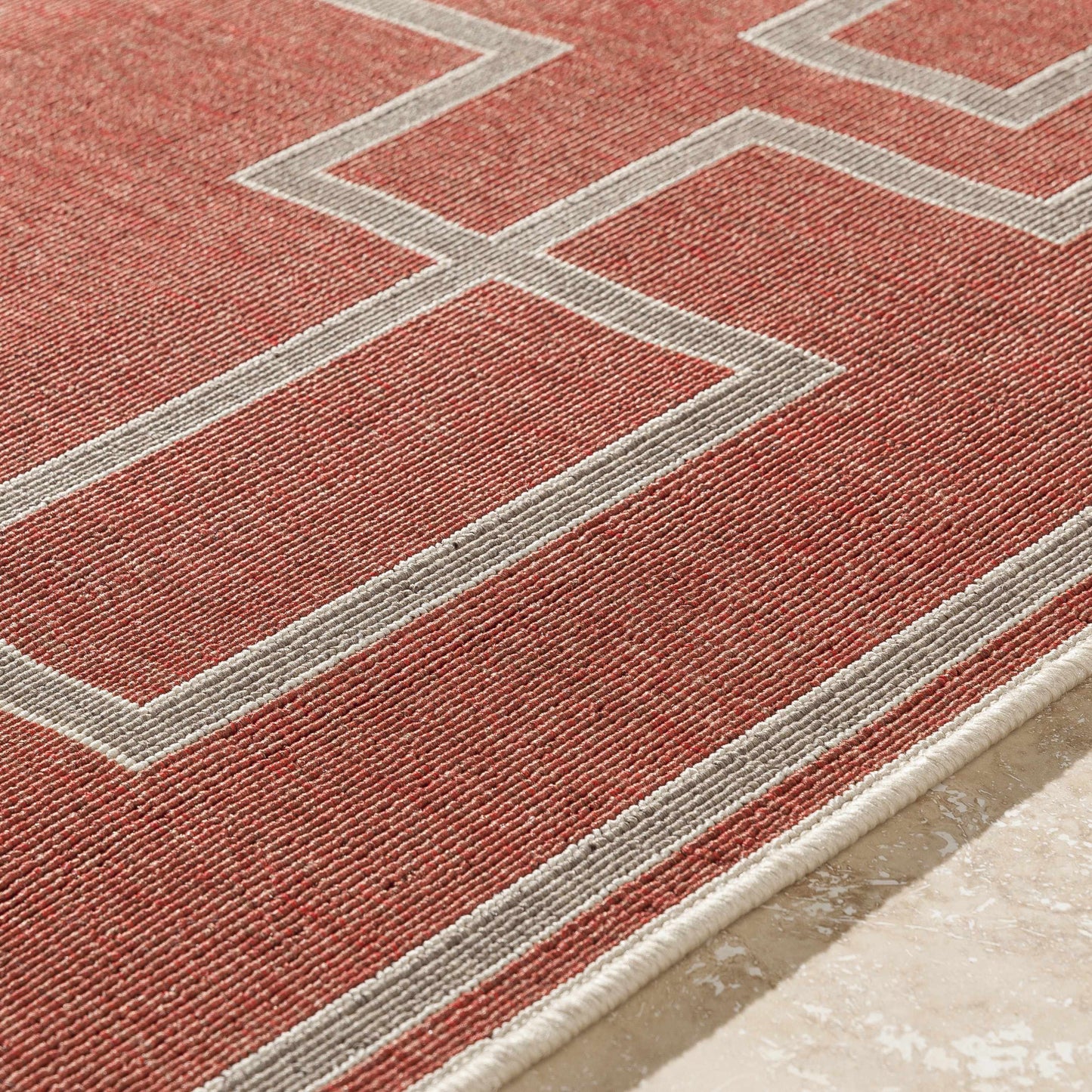 Alfombra de exterior Harborgreek en rojo ladrillo