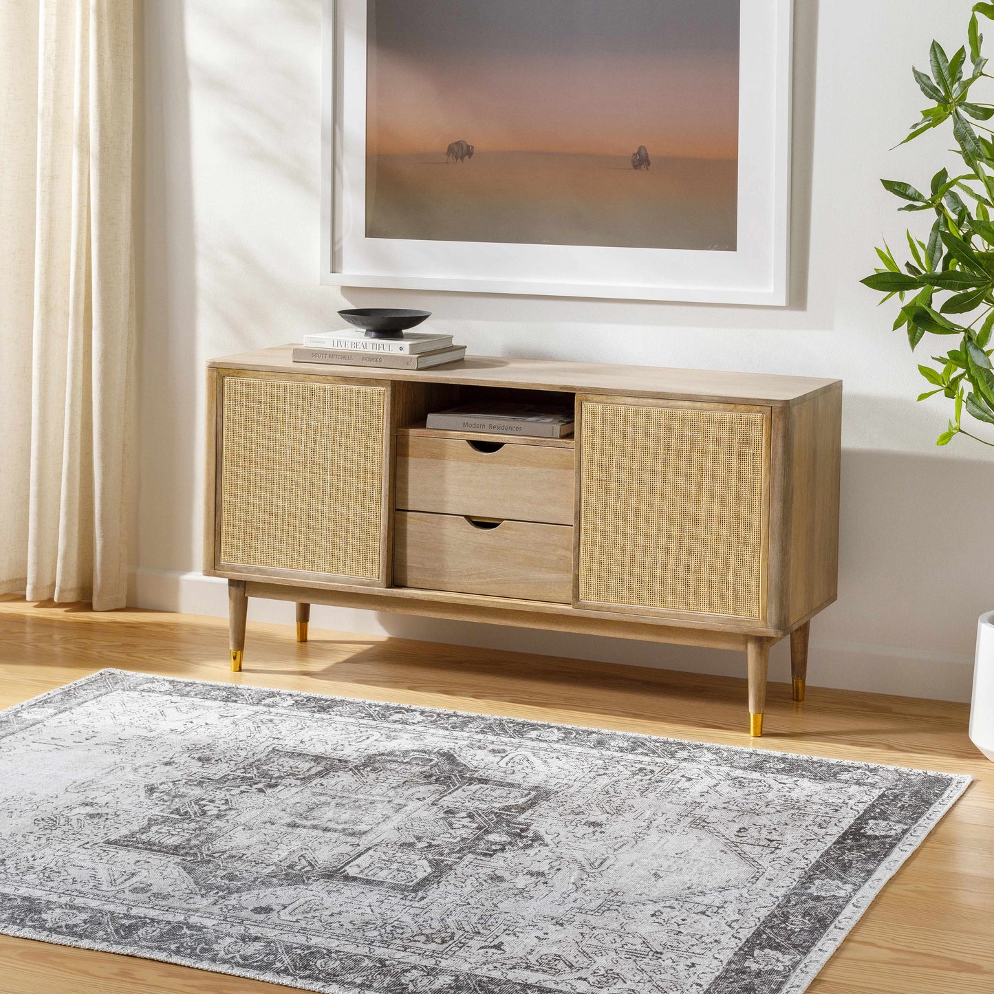 Rosman Gray Washable Rug - Clearance