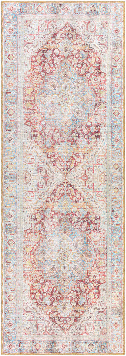 Cream Rust Leeston Vintage Washable Area Rug - Clearance