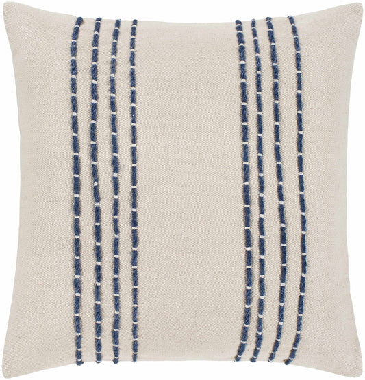 Almohada decorativa a rayas azul marino y beige Listie