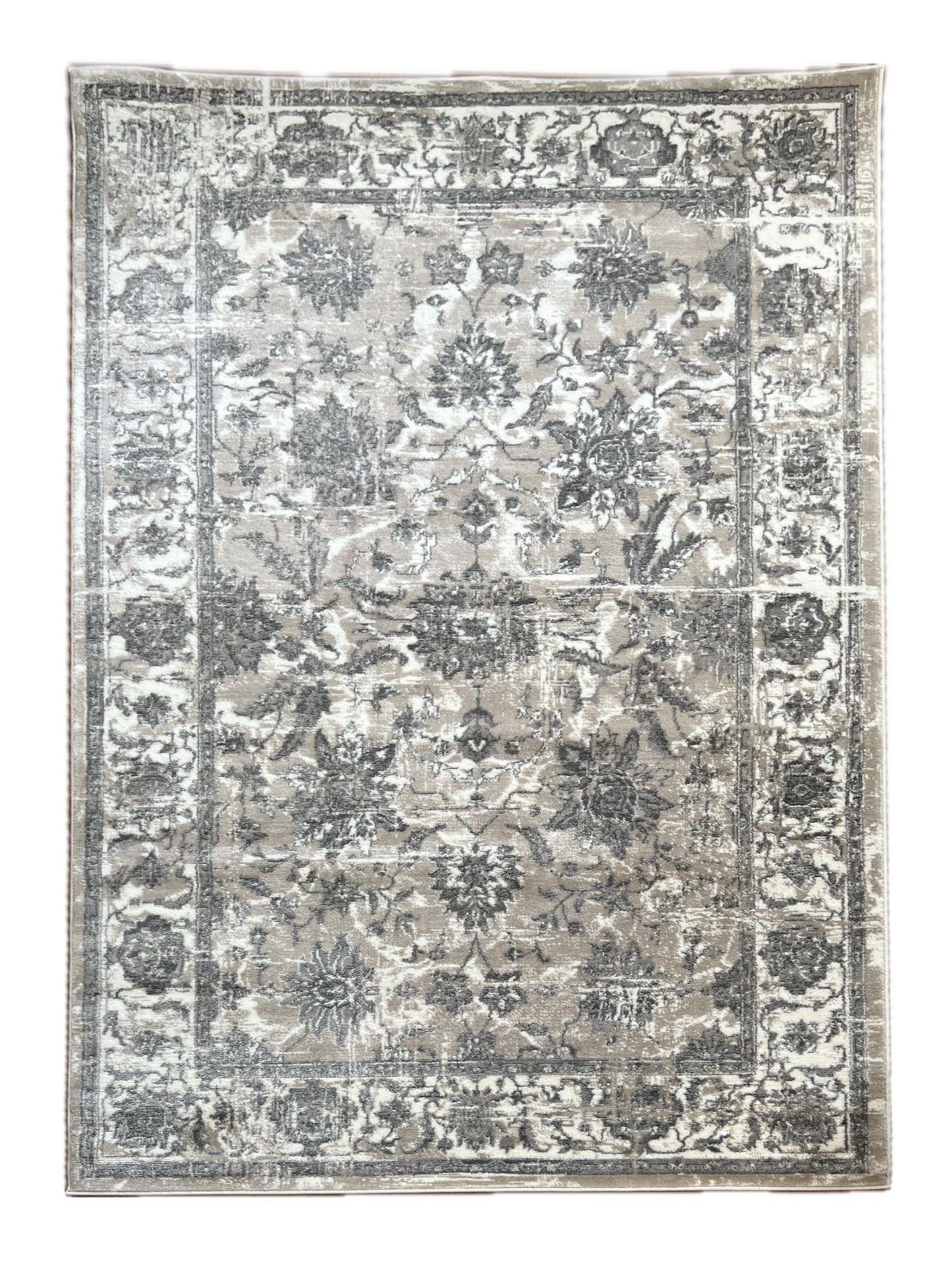 ROY's Home One Level Design Area Rugs, Classic Pattern - Shiny Ivory,Grey,Beige,Tan Yarn