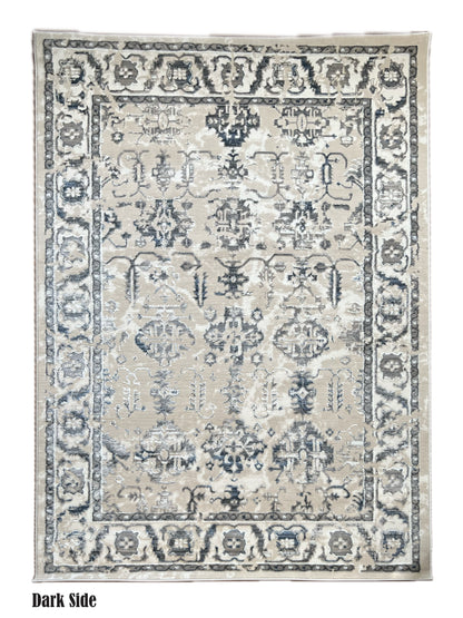 ROY's Home Two Level Area Rugs, Classic Pattern - Shiny Ivory,Grey,Beige&Blue,Cream Yarn