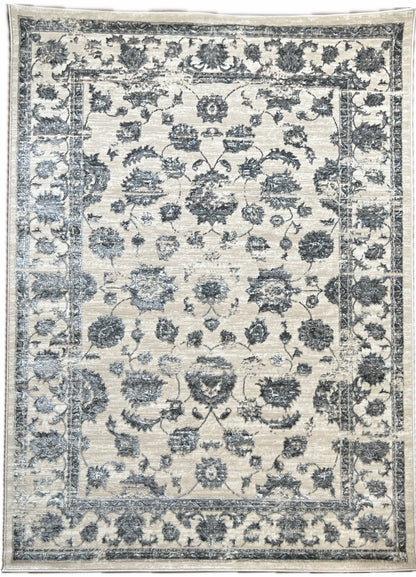 ROY's Home Two Level Design Area Rugs, Classic Pattern - Shiny Ivory,Grey,Beige Yarn