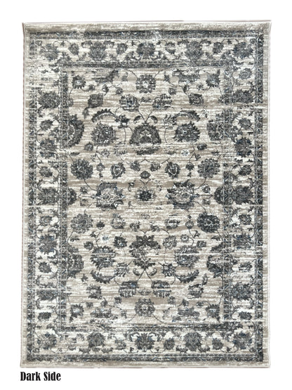 ROY's Home One Level Design Area Rugs, Classic Pattern - Shiny Ivory,Grey,Tan Yarn