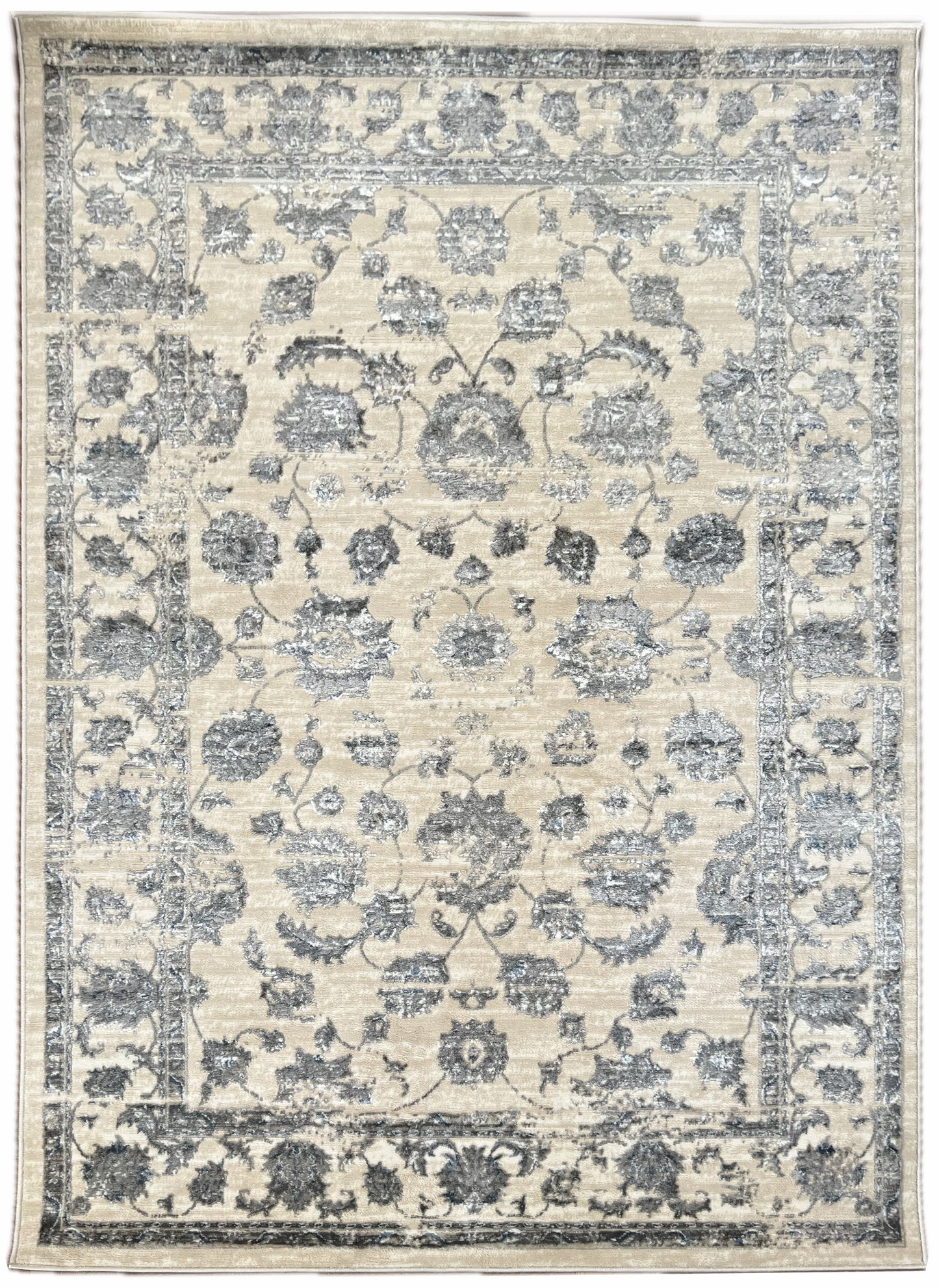 ROY's Home Two Level Design Area Rugs, Classic Pattern - Shiny Ivory,Grey,Beige Yarn