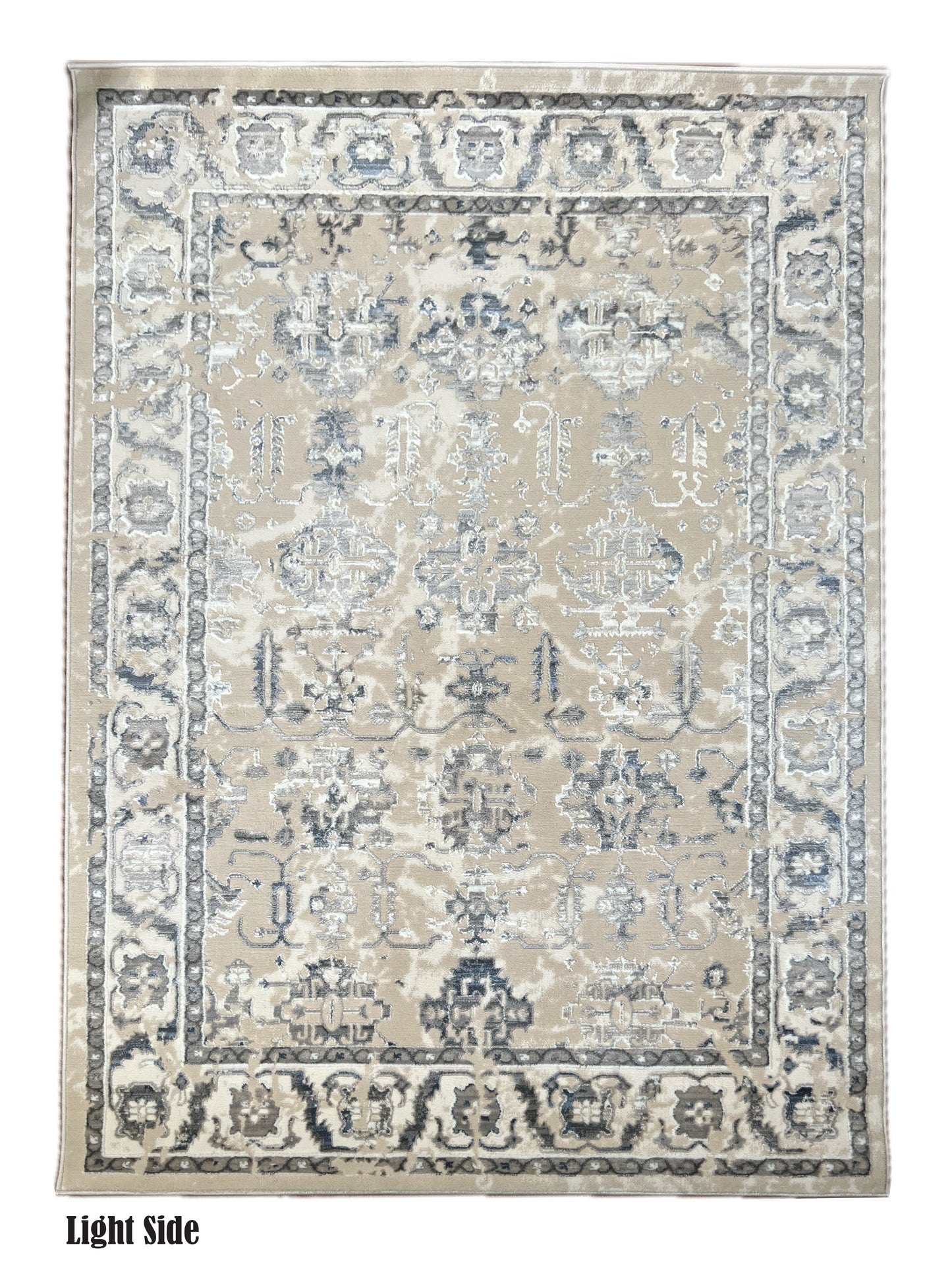 ROY's Home Two Level Area Rugs, Classic Pattern - Shiny Ivory,Grey,Beige&Blue,Cream Yarn