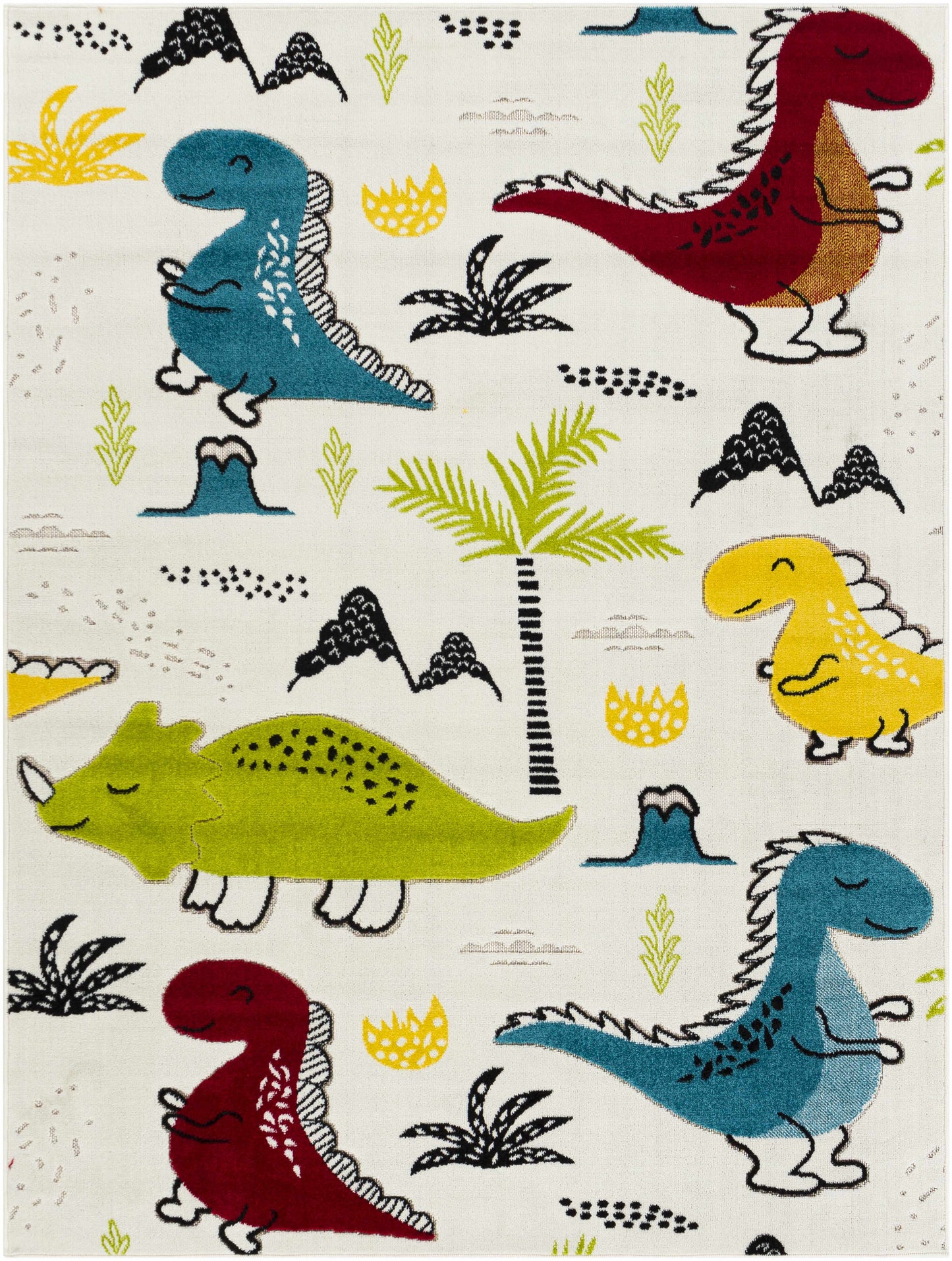 Kids Dianosour Colorful Jungle Playroom Area Rug