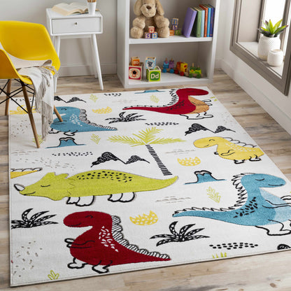 Alfombra colorida para sala de juegos con jungla Dianosour para niños