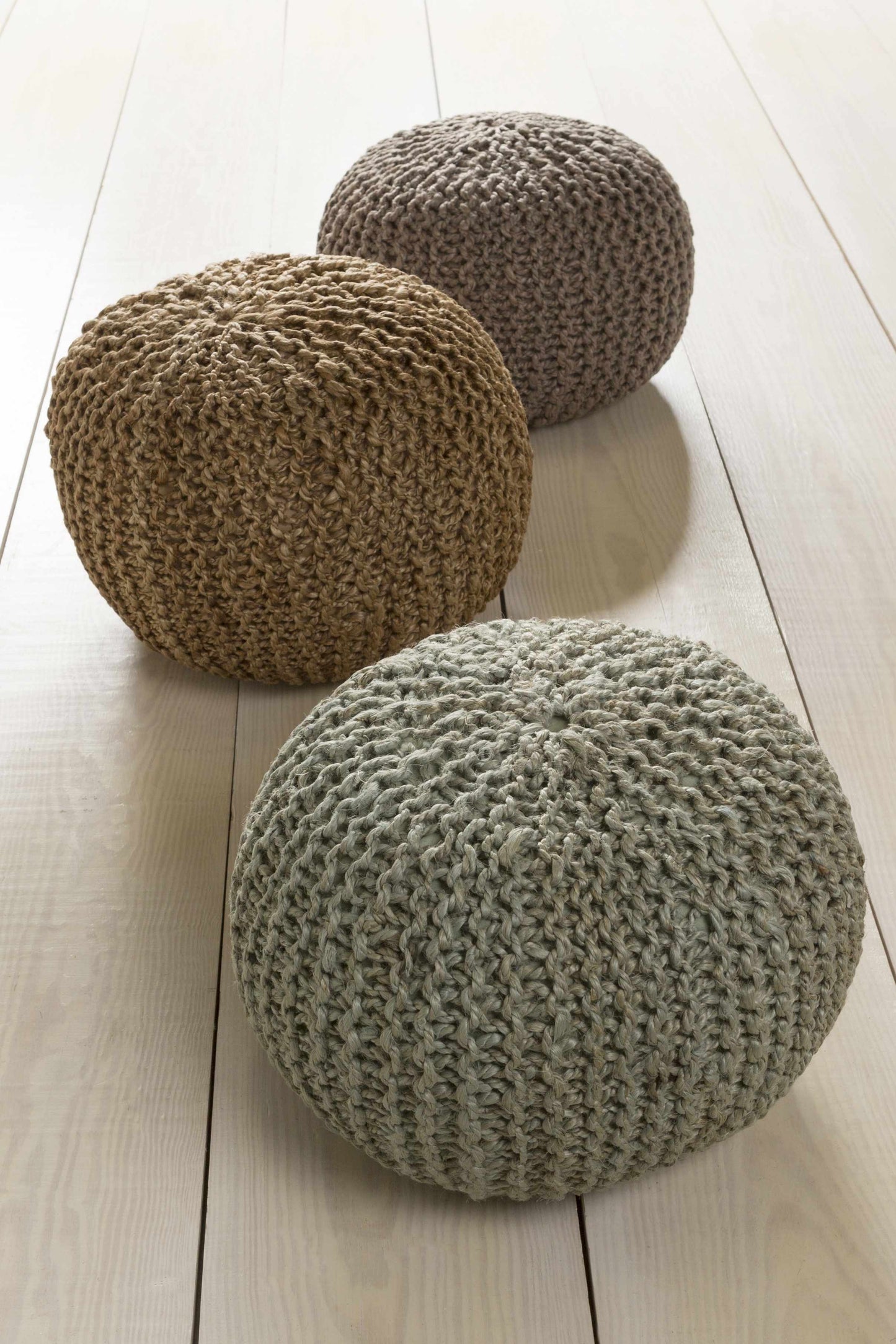 Merrittstown Knitted Jute Pouf