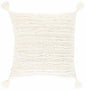 Odon Textured Ivory Tassel Square Pillow