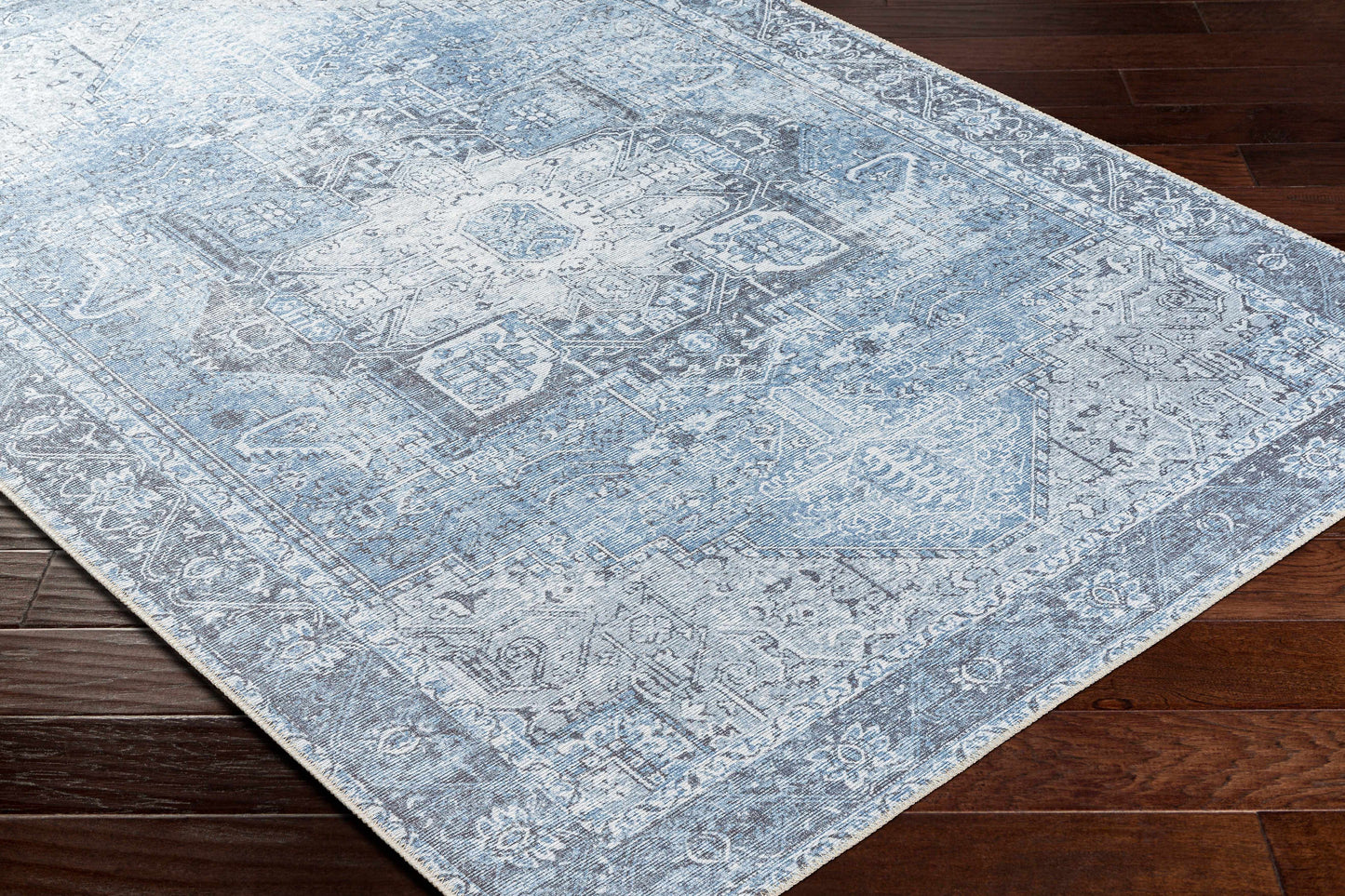 Rosman Blue Washable Area Rug - Clearance