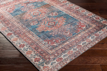 Baltinglass Rust & Blue Washable Area Rug - Clearance