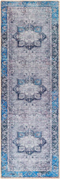 Rosman Blue&Beige Washable Area Rug - Clearance