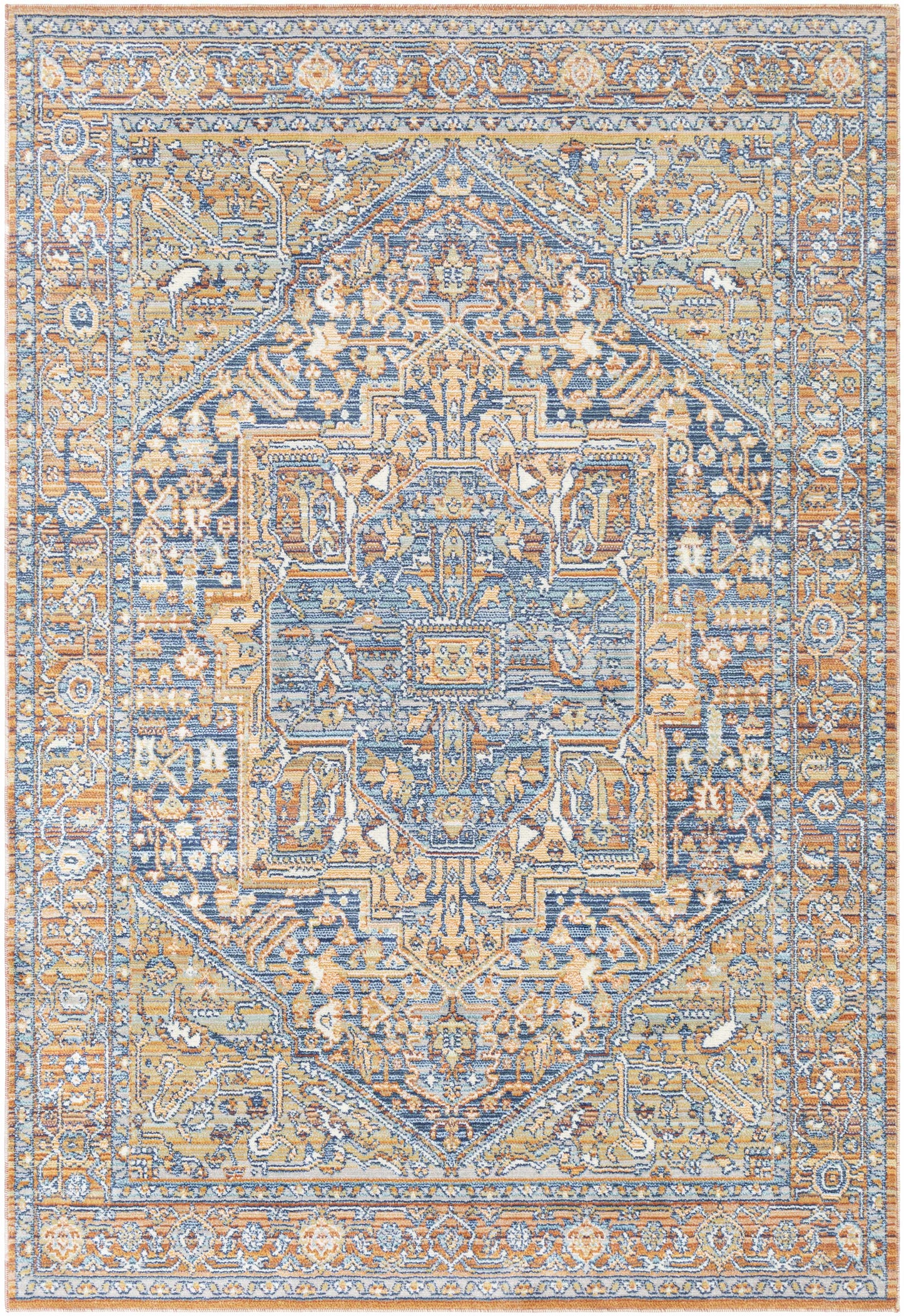 Ripponlea Blue&Orange Medallion Rug