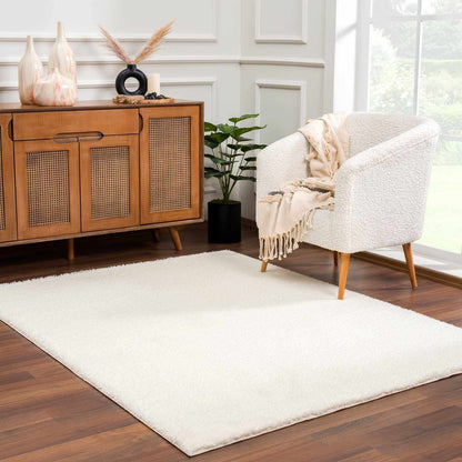 Heavenly Solid Cream Plush Rug