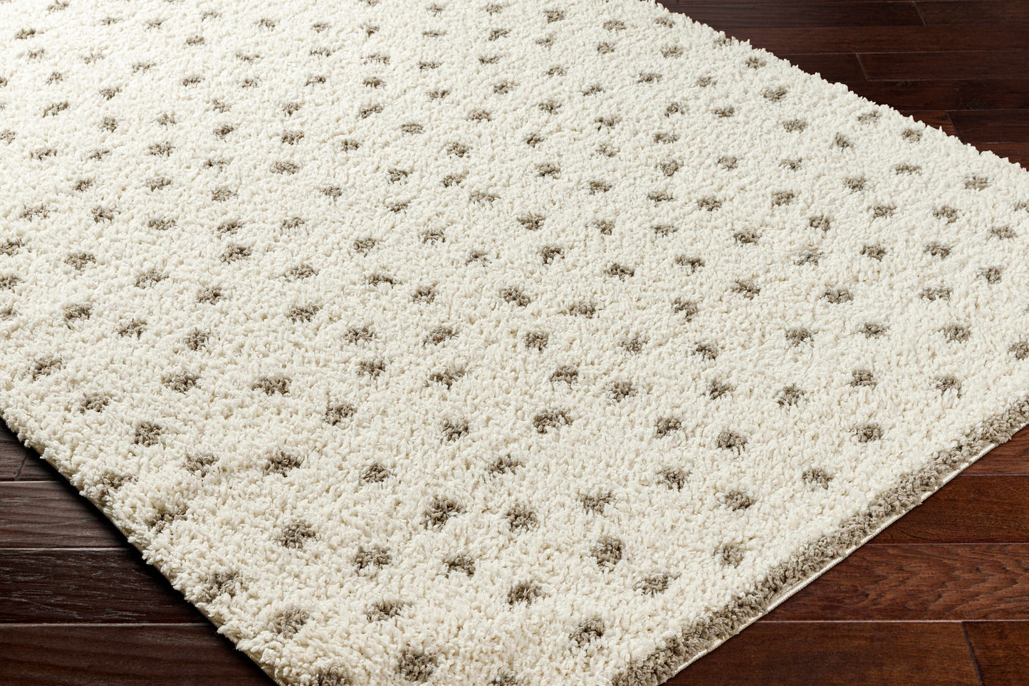 Chaia Dotted Cream & Gray Plush Rug