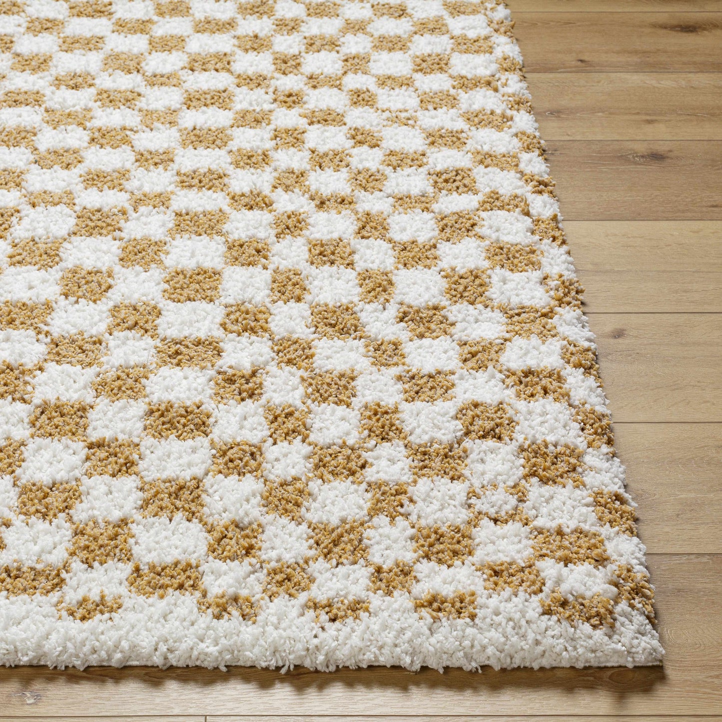 Kieu Yellow & White Checkered Area Rug