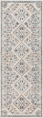 Meja Cream & Blue Washable Area Rug