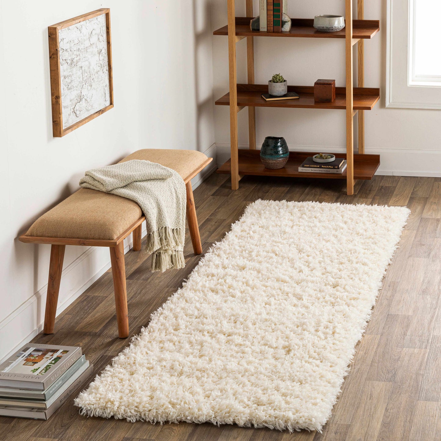 Siari Solid Cream Plush Rug