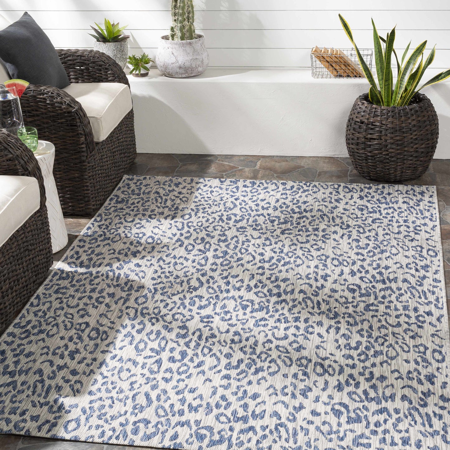 Skipsea Blue Leopard Performance Rug