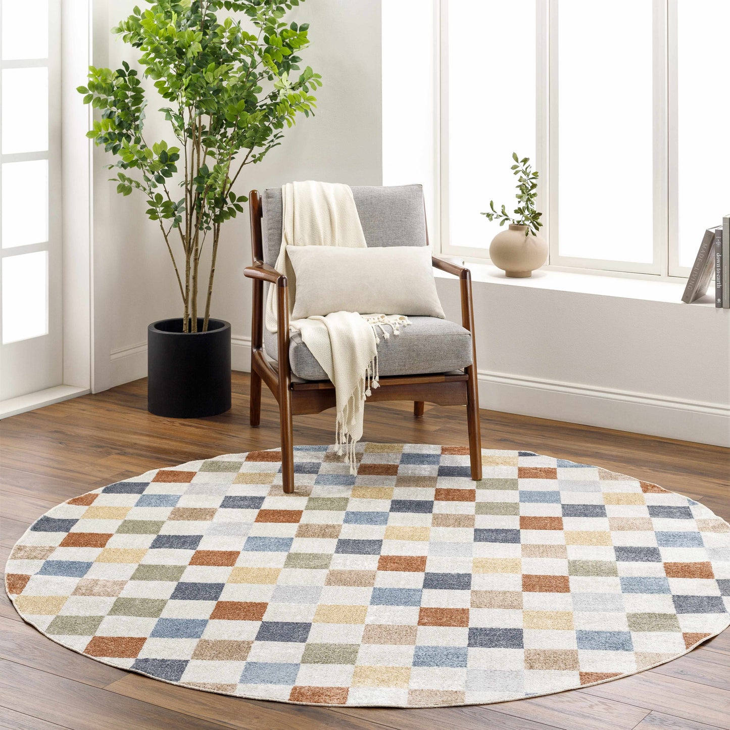 Alie Colorful Checkered Washable Rug