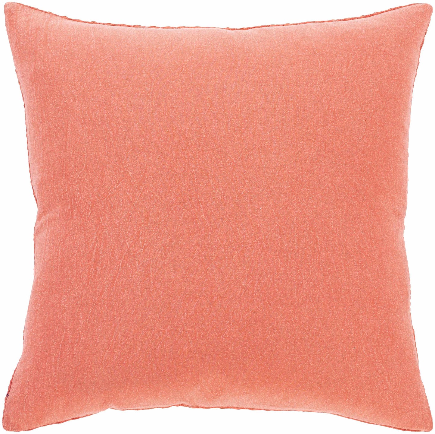 Solvang Textured Coral Cotton Square Throw Pillow