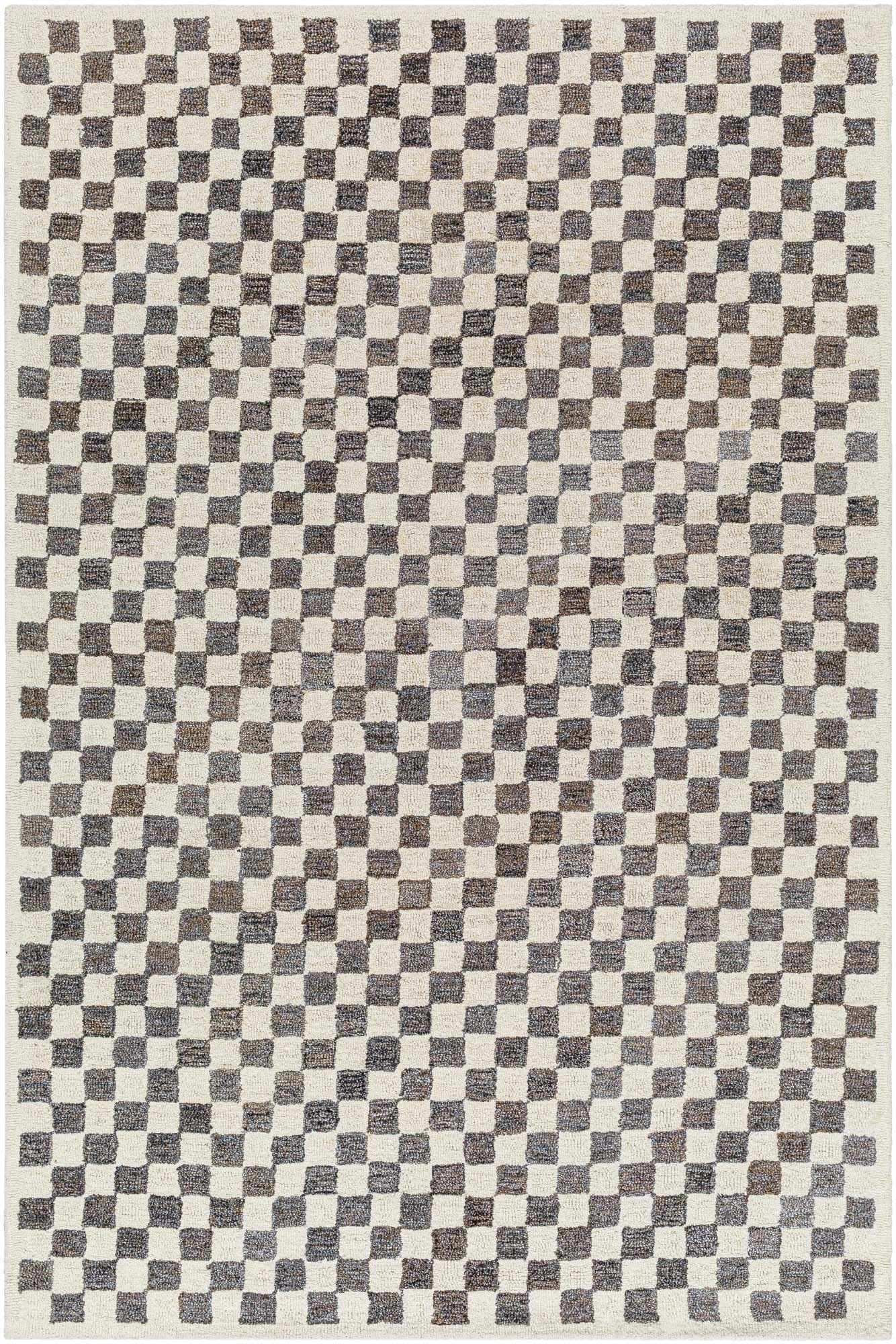 Halen Taupe Checkered Area Rug