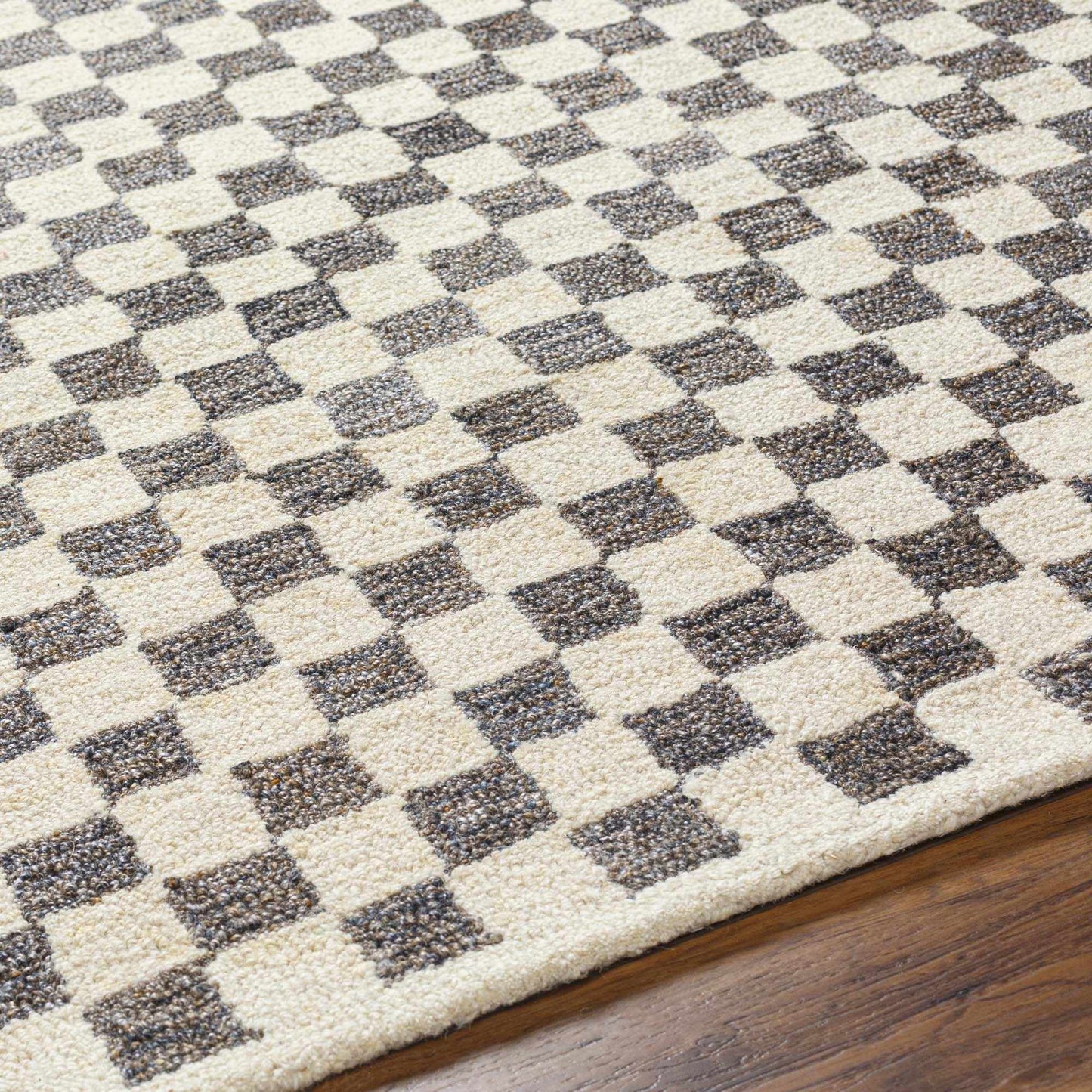 Halen Taupe Checkered Area Rug