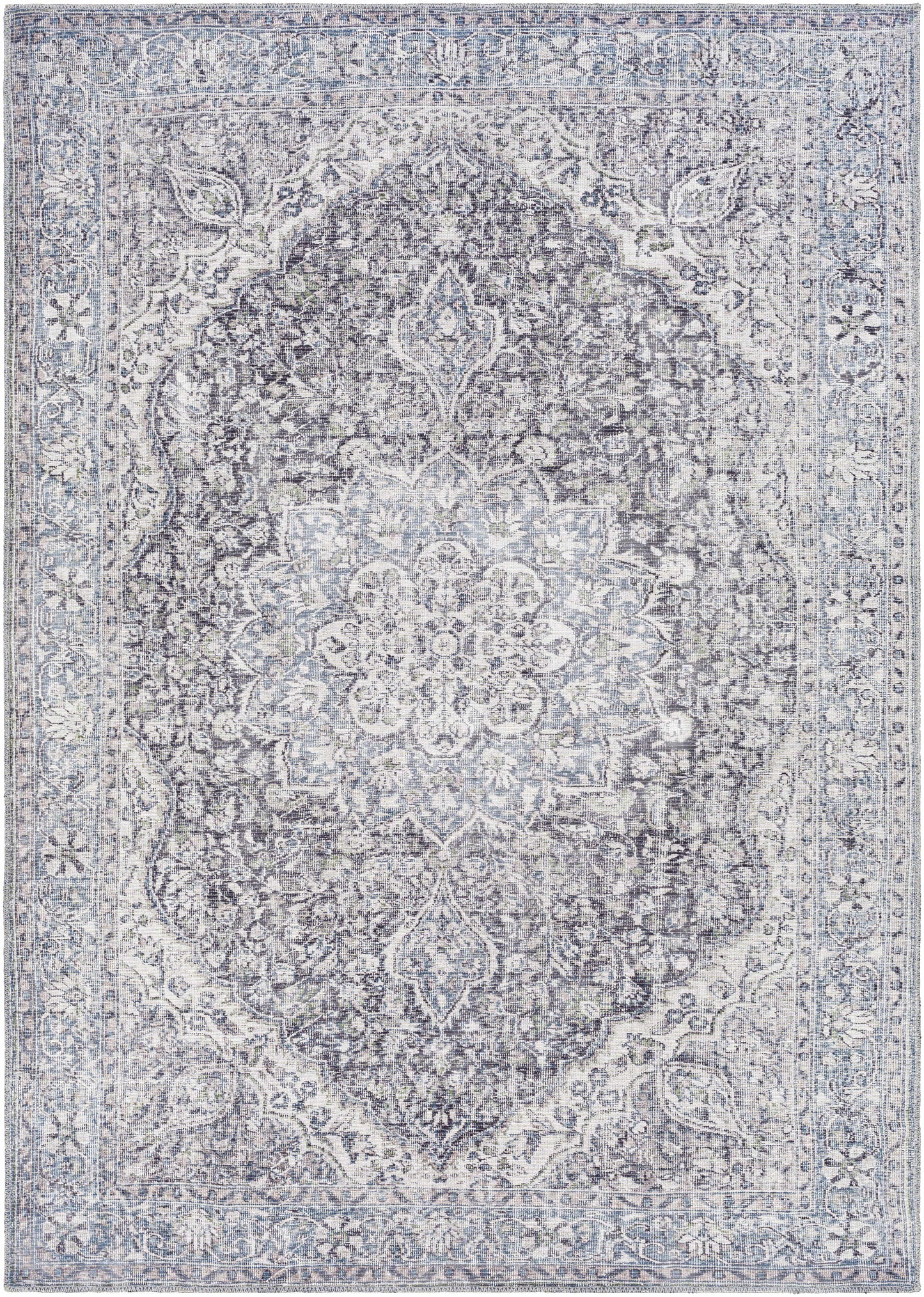 Blue Tavas Medallion Washable Area Rug - Clearance