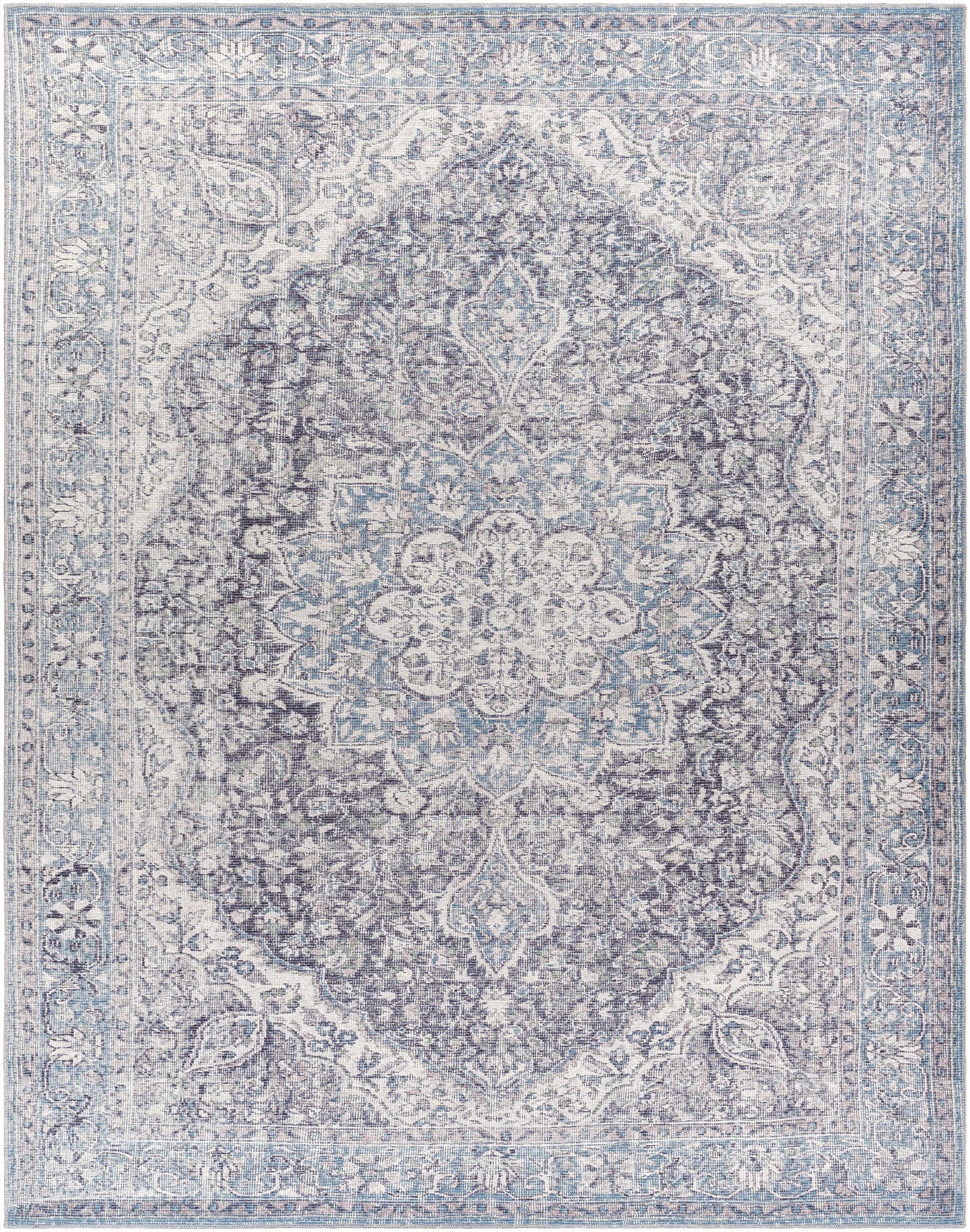 Blue Tavas Medallion Washable Area Rug - Clearance