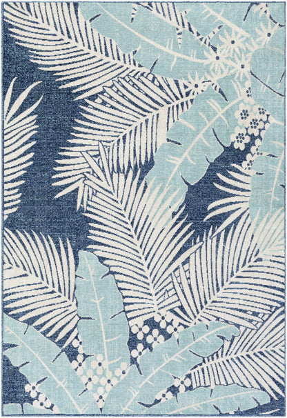 Thebarton Coastal Blue Palm Area Rug