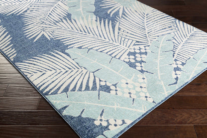 Thebarton Coastal Blue Palm Area Rug