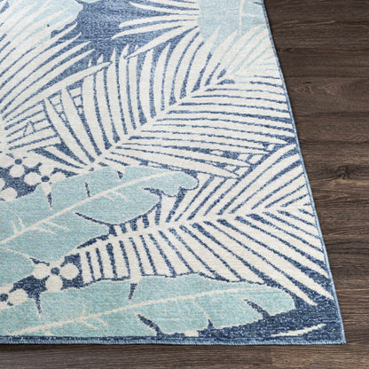 Thebarton Coastal Blue Palm Area Rug