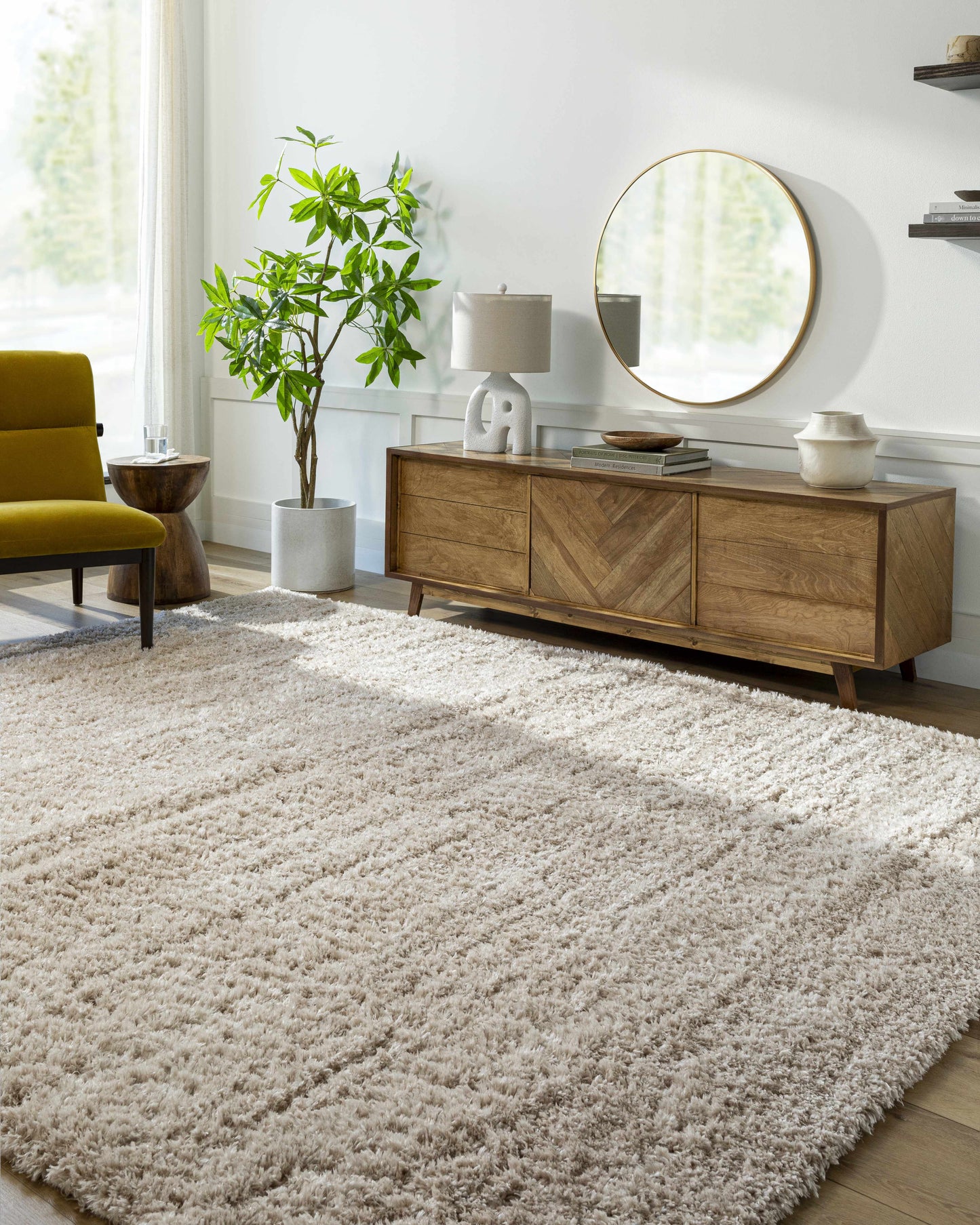 Siari Solid Oatmeal Shag Rug