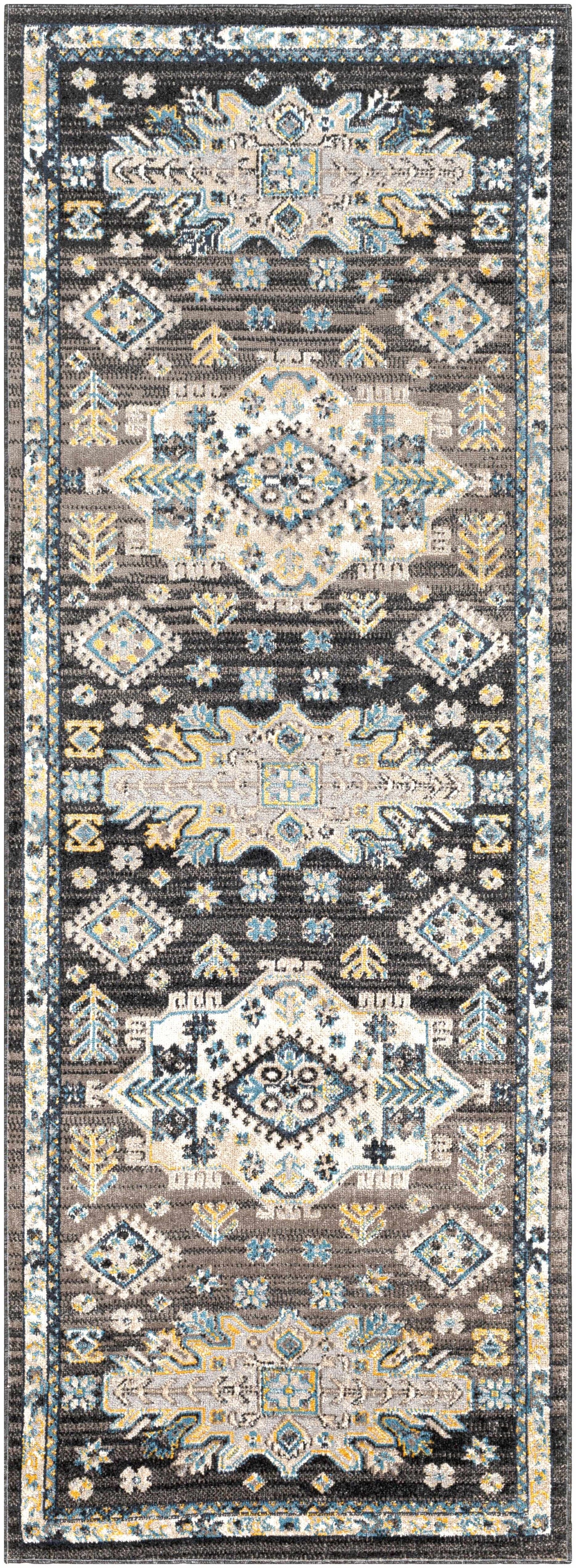 Cabacungan Black & Blue Washable Area Rug - Clearance