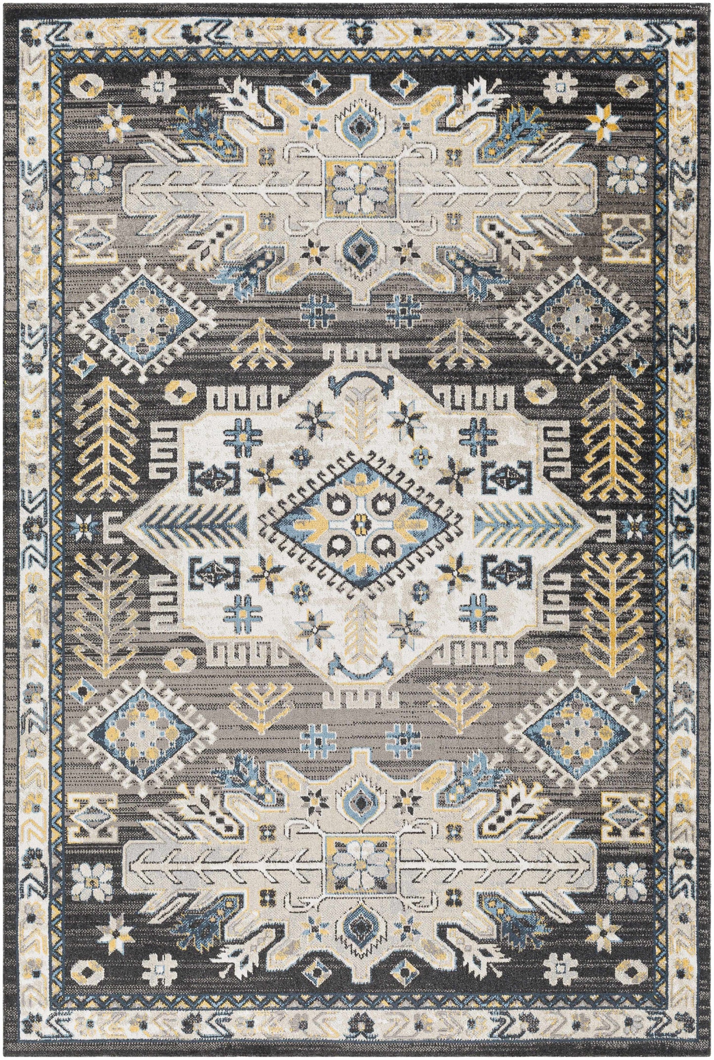 Cabacungan Black & Blue Washable Area Rug - Clearance