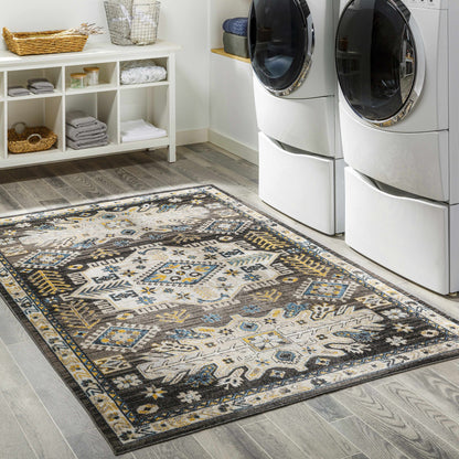 Cabacungan Black & Blue Washable Area Rug - Clearance