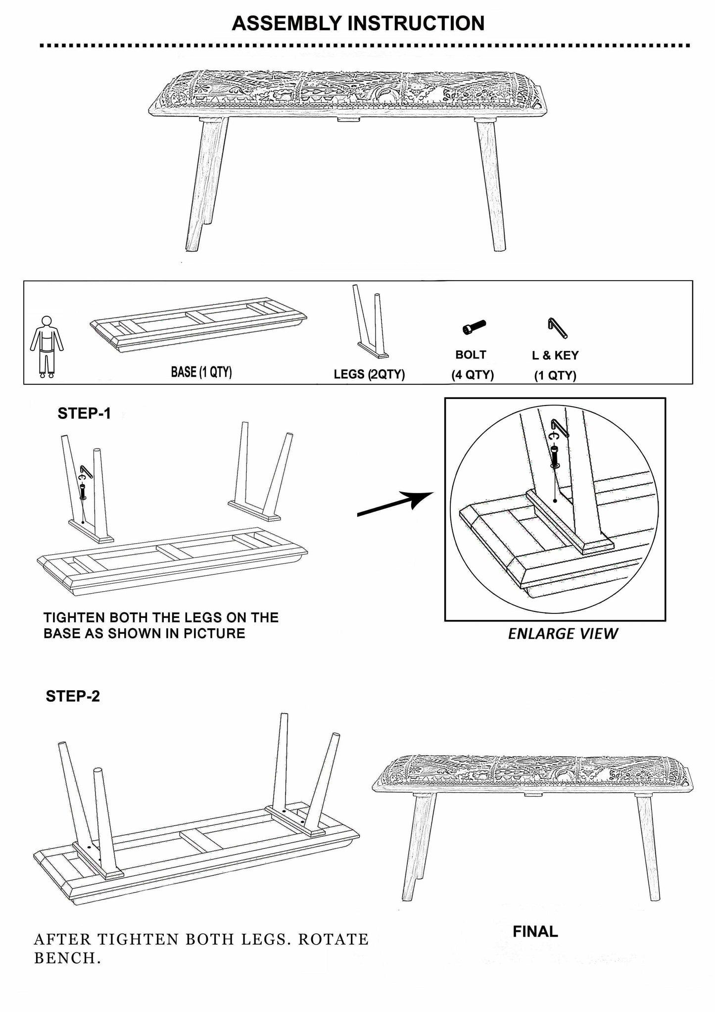 Yook Colorful Wood Bench